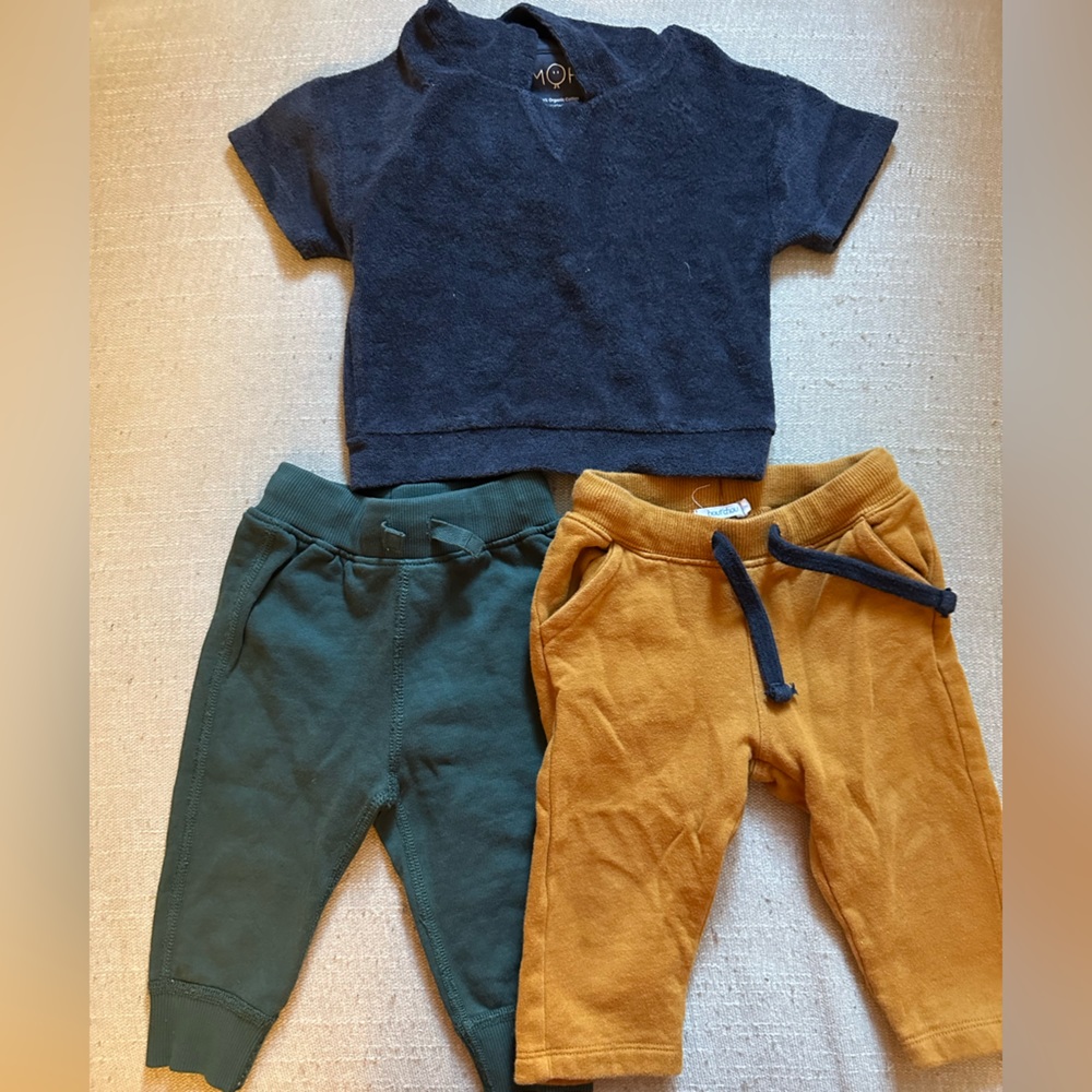 Set of Baby Boys sweats 6-9mos. Gently used - Mori, Hanna Andersson, Bout’chou